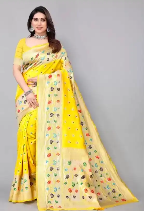 KPR 295 Yellow Soft Lichi Silk Cloth Saree Perfect for Wedding, Party, Family Gatherings, Sangeet, Ethnic Day – . Festive Deal ₹1449. Delivery 4-6 Workin | Creative Sarees, Bollywood Sarees, Designer Sarees, Embroidered Sarees, Ethnic Saree, Modern Digital sarees, Party Wear Sarees, Sarees