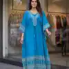 INLI Kaftan vol 7.0 Trendy Blue French Crape Prints Kaftan Kurti . Get it for ₹1399. Delivery 4-6 Working Days. Shop now. | Bollywood Kurti, Creative Kurtis, Designer Kurti, Kurti, Party Wear Kurti, Selfie Kurti