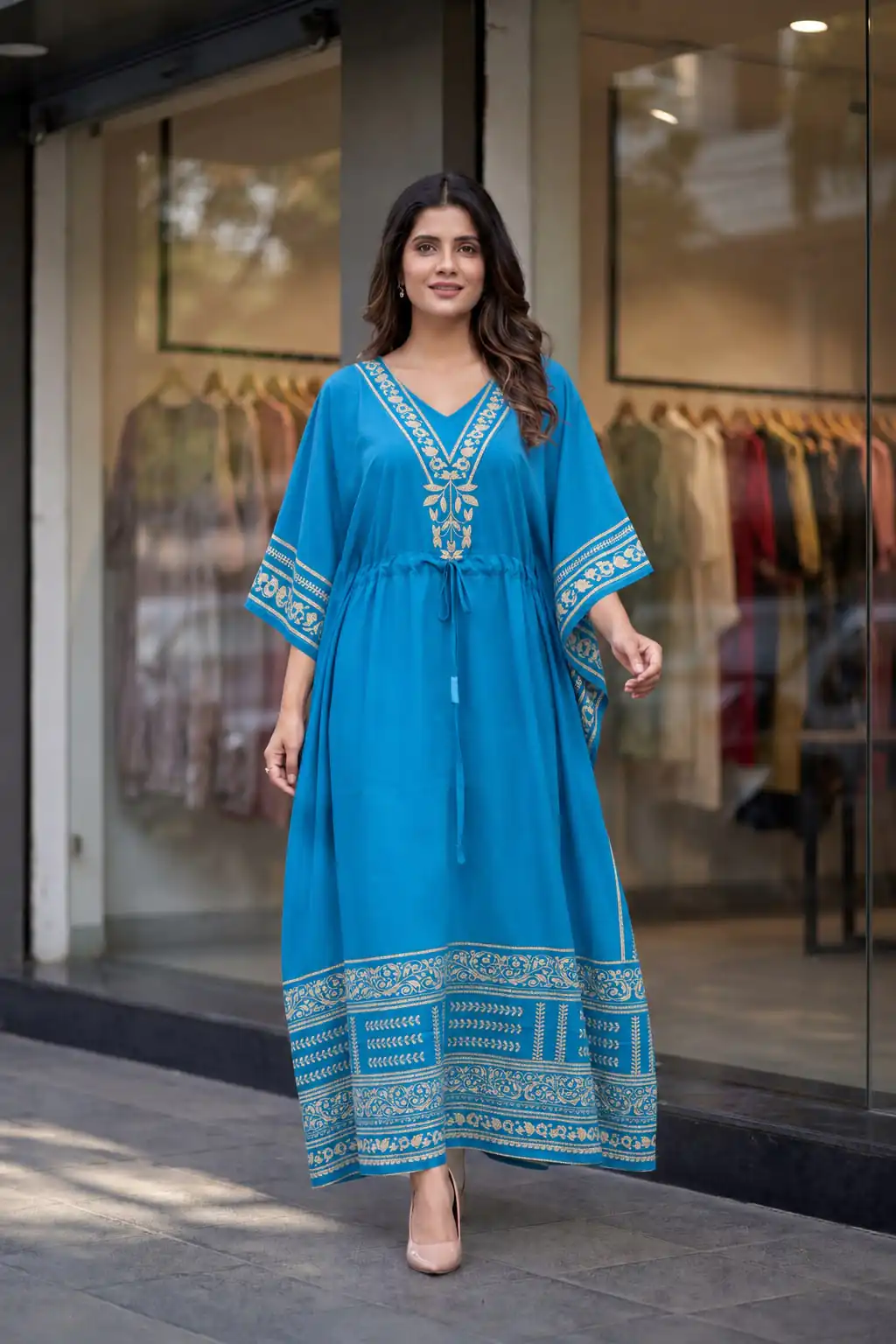 INLI Kaftan vol 7.0 Trendy Blue French Crape Prints Kaftan Kurti . Get it for ₹1399. Delivery 4-6 Working Days. Shop now. | Bollywood Kurti, Creative Kurtis, Designer Kurti, Kurti, Party Wear Kurti, Selfie Kurti