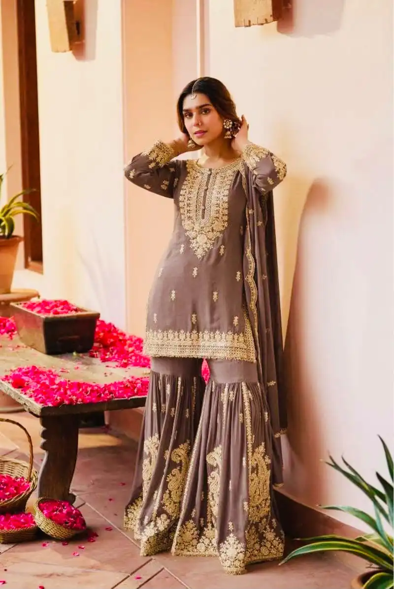 ZC 3 Idiots Brown Faux Georgette Salwar Suit with Lace Work & Embroidery Work. Introductory Price ₹2399. Delivery 4-6 Working Days. Shop now. | Casual Suits, Jump Suits, Creative suits, Designer Suits, Palazzo Suits, Party Wear Suits, Patiala Suits, Salwar suit, Straight Suits