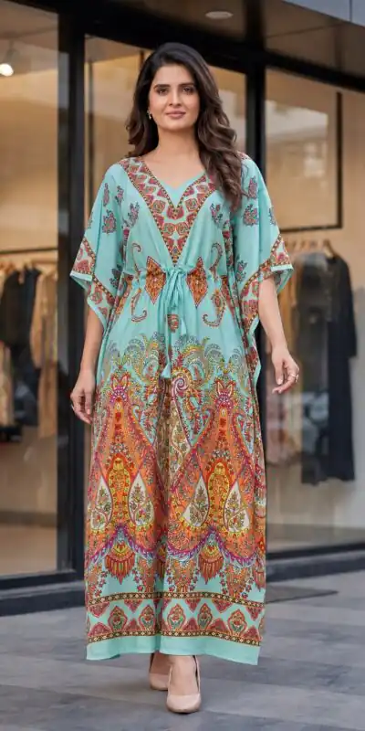 INLI Kaftan vol 7.0 Trendy Sea Green French Crape Prints Kaftan Kurti . Get it for ₹1399. Delivery 4-6 Working Days. Shop now. | Bollywood Kurti, Creative Kurtis, Designer Kurti, Kurti, Party Wear Kurti, Selfie Kurti