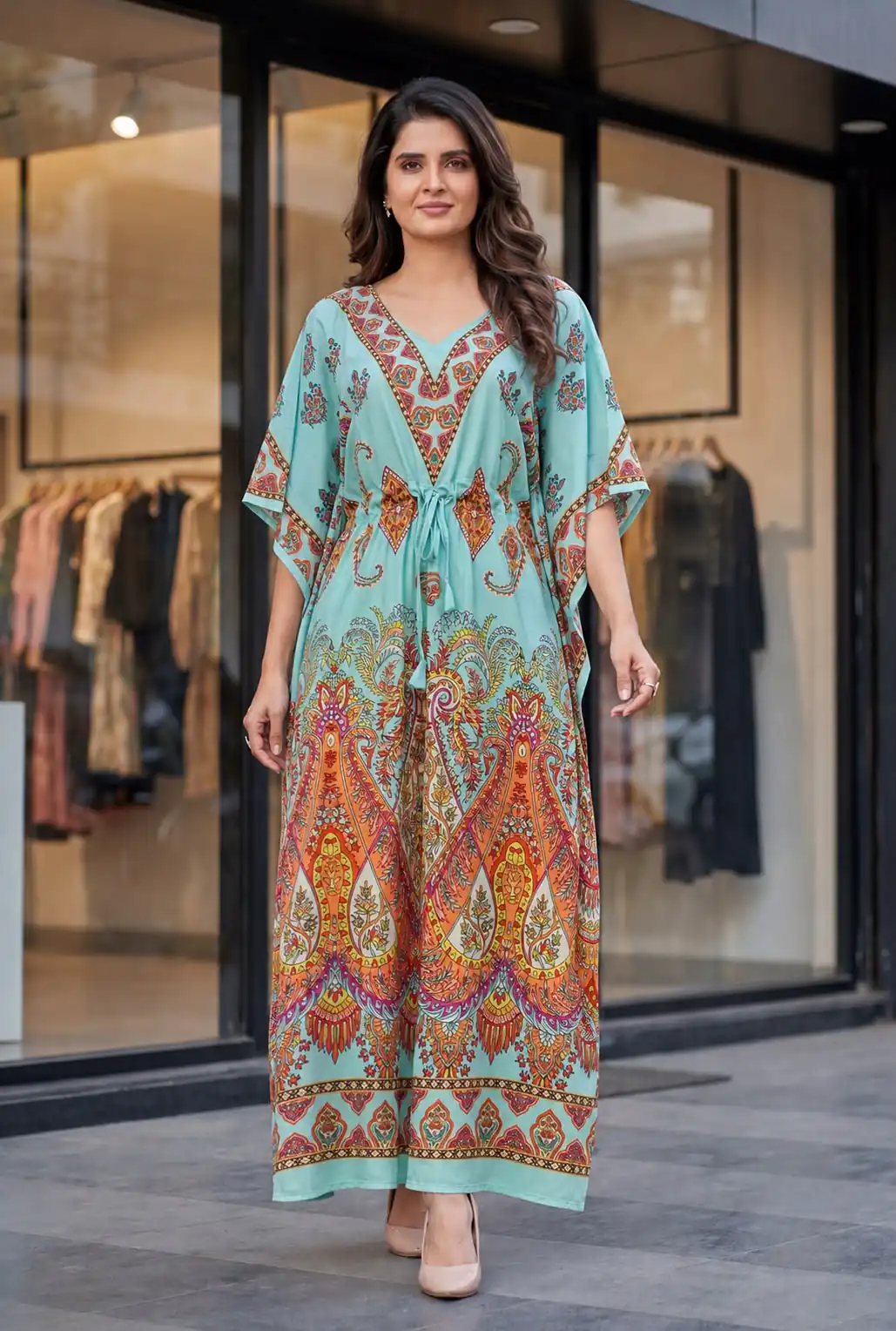 INLI Kaftan vol 7.0 Trendy Sea Green French Crape Prints Kaftan Kurti . Get it for ₹1399. Delivery 4-6 Working Days. Shop now. | Bollywood Kurti, Creative Kurtis, Designer Kurti, Kurti, Party Wear Kurti, Selfie Kurti