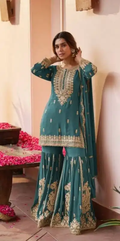 ZC 3 Idiots Teal Faux Georgette Salwar Suit with Lace Work & Embroidery Work. Introductory Price ₹2399. Delivery 4-6 Working Days. Shop now. | Casual Suits, Jump Suits, Creative suits, Designer Suits, Palazzo Suits, Party Wear Suits, Patiala Suits, Salwar suit, Straight Suits