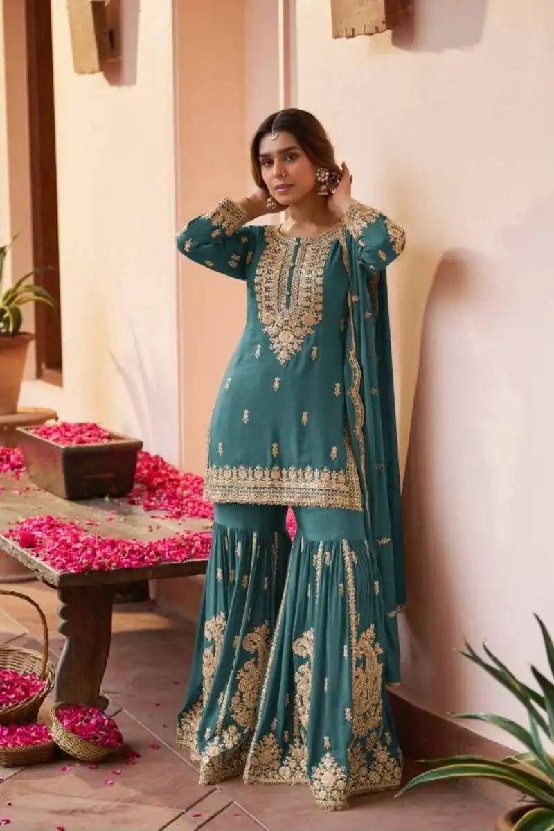 ZC 3 Idiots Teal Faux Georgette Salwar Suit with Lace Work & Embroidery Work. Introductory Price ₹2399. Delivery 4-6 Working Days. Shop now. | Casual Suits, Jump Suits, Creative suits, Designer Suits, Palazzo Suits, Party Wear Suits, Patiala Suits, Salwar suit, Straight Suits