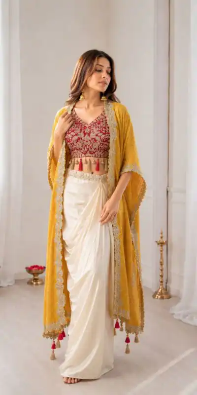 Perfect for Wedding, Party, Festival Celebrations, Holi, Pooja – BB 48 Yellow Yellow Crepe Silk Dhoti Suit. Introductory Price ₹2099. Delivery 4-6 Working | Casual Suits, Jump Suits, Creative suits, Designer Suits, Palazzo Suits, Party Wear Suits, Patiala Suits, Salwar suit, Straight Suits