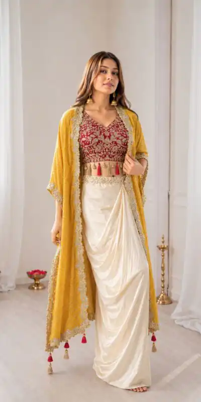 Perfect for Wedding, Party, Festival Celebrations, Holi, Pooja – BB 48 Yellow Yellow Crepe Silk Dhoti Suit. Introductory Price ₹2099. Delivery 4-6 Working | Casual Suits, Jump Suits, Creative suits, Designer Suits, Palazzo Suits, Party Wear Suits, Patiala Suits, Salwar suit, Straight Suits