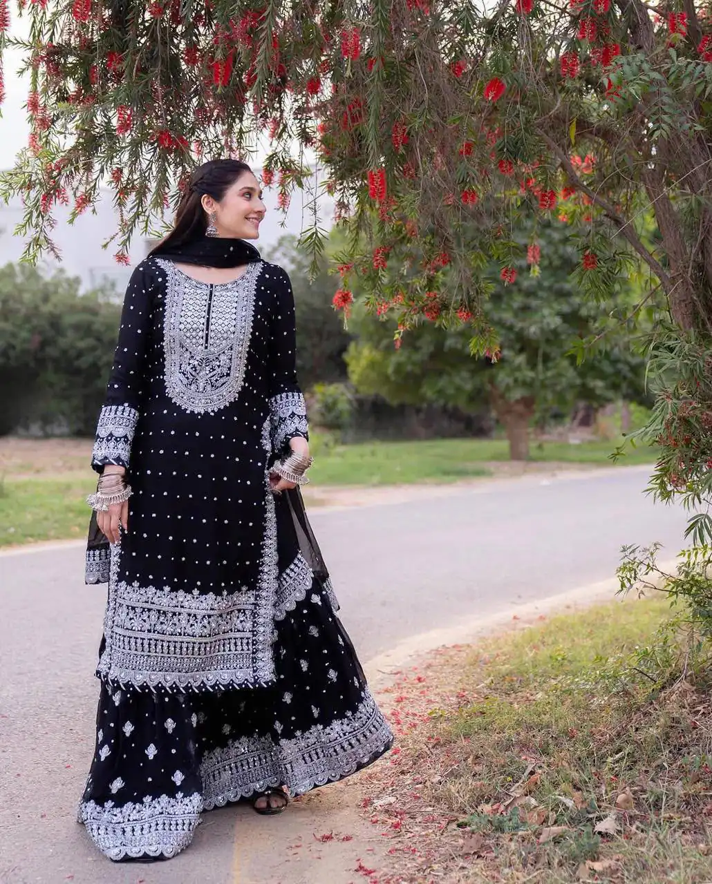 ZB 5064 Black Faux Georgette Salwar Suit with Embroidery Work. Available at ₹2049 only. Delivery 4-6 Working Days. Shop now. | Casual Suits, Jump Suits, Creative suits, Designer Suits, Palazzo Suits, Party Wear Suits, Patiala Suits, Salwar suit, Straight Suits