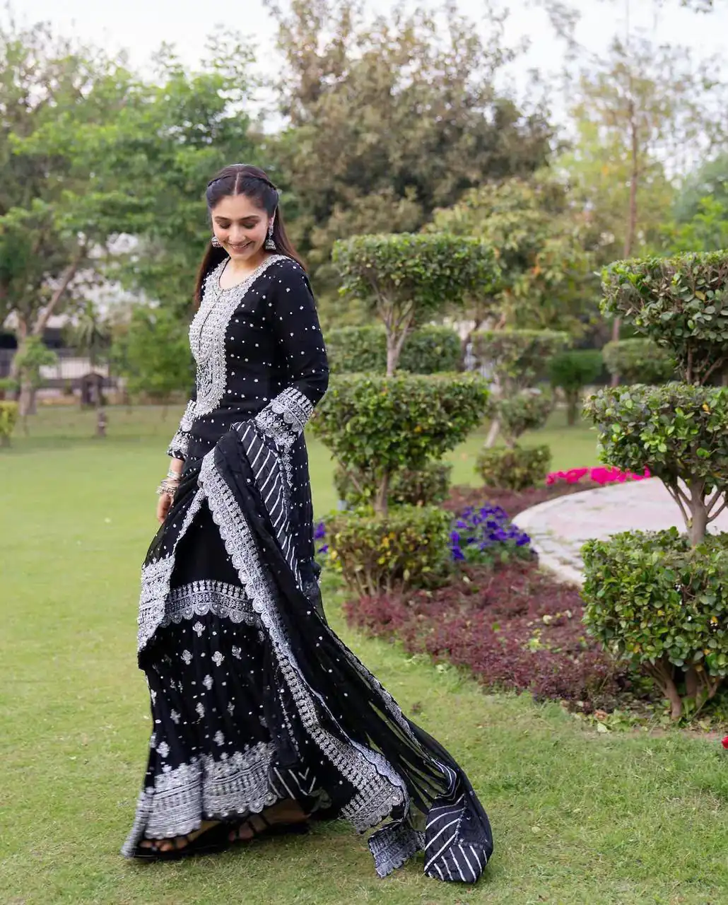 ZB 5064 Black Faux Georgette Salwar Suit with Embroidery Work. Available at ₹2049 only. Delivery 4-6 Working Days. Shop now. | Casual Suits, Jump Suits, Creative suits, Designer Suits, Palazzo Suits, Party Wear Suits, Patiala Suits, Salwar suit, Straight Suits