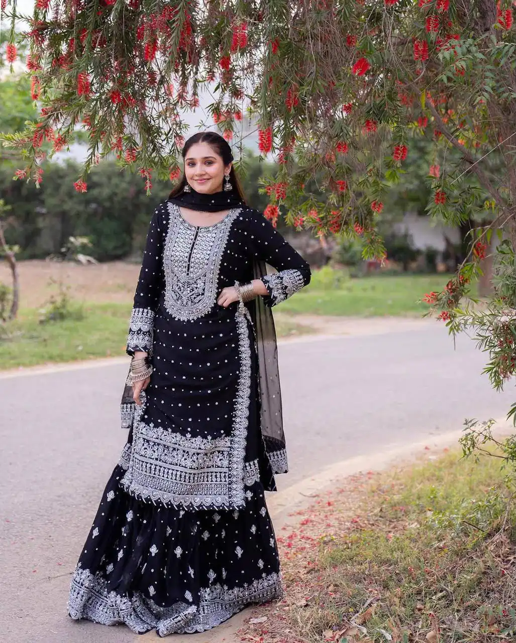 ZB 5064 Black Faux Georgette Salwar Suit with Embroidery Work. Available at ₹2049 only. Delivery 4-6 Working Days. Shop now. | Casual Suits, Jump Suits, Creative suits, Designer Suits, Palazzo Suits, Party Wear Suits, Patiala Suits, Salwar suit, Straight Suits