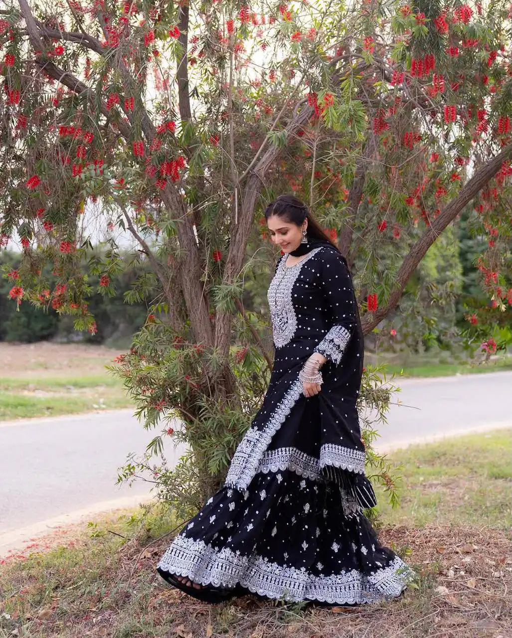 ZB 5064 Black Faux Georgette Salwar Suit with Embroidery Work. Available at ₹2049 only. Delivery 4-6 Working Days. Shop now. | Casual Suits, Jump Suits, Creative suits, Designer Suits, Palazzo Suits, Party Wear Suits, Patiala Suits, Salwar suit, Straight Suits