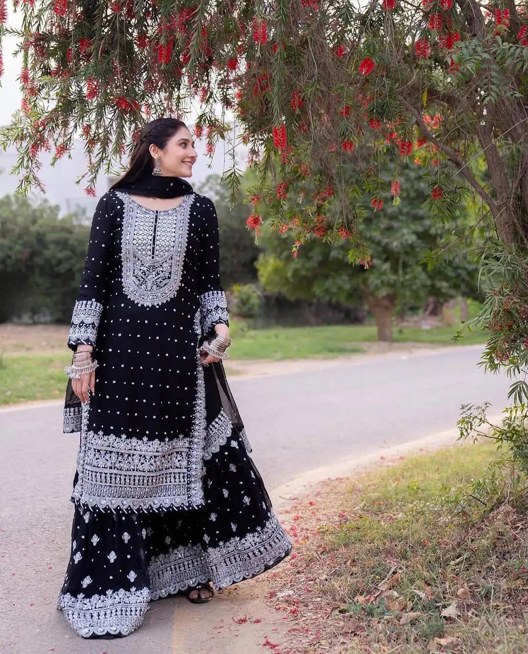 ZB 5064 Black Faux Georgette Salwar Suit with Embroidery Work. Available at ₹2049 only. Delivery 4-6 Working Days. Shop now. | Casual Suits, Jump Suits, Creative suits, Designer Suits, Palazzo Suits, Party Wear Suits, Patiala Suits, Salwar suit, Straight Suits
