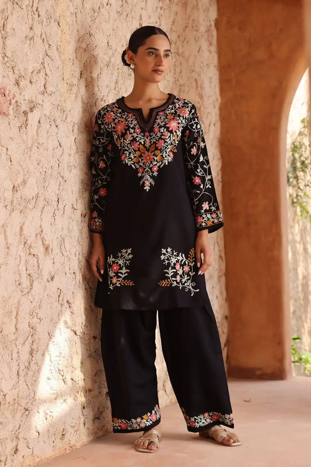 ND 5058 Black | Black Roman Silk Salwar Suit with Embroidery Work. Grab it for ₹2099. Delivery 4-6 Working Days. Shop now. | Casual Suits, Jump Suits, Creative suits, Designer Suits, Palazzo Suits, Party Wear Suits, Patiala Suits, Salwar suit, Straight Suits