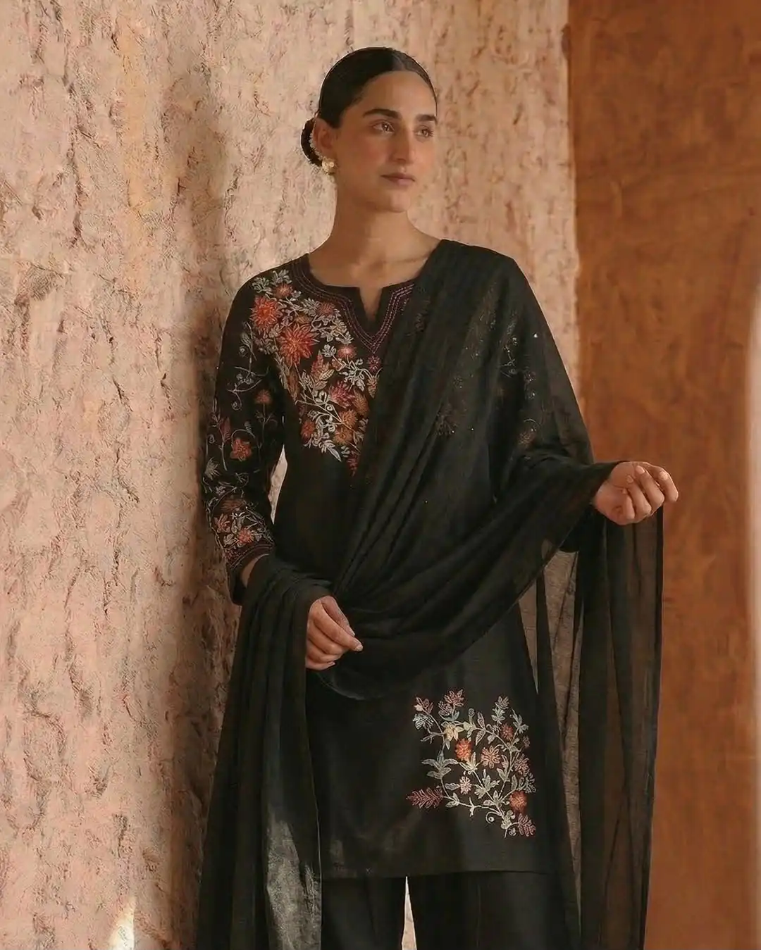 ND 5058 Black | Black Roman Silk Salwar Suit with Embroidery Work. Grab it for ₹2099. Delivery 4-6 Working Days. Shop now. | Casual Suits, Jump Suits, Creative suits, Designer Suits, Palazzo Suits, Party Wear Suits, Patiala Suits, Salwar suit, Straight Suits