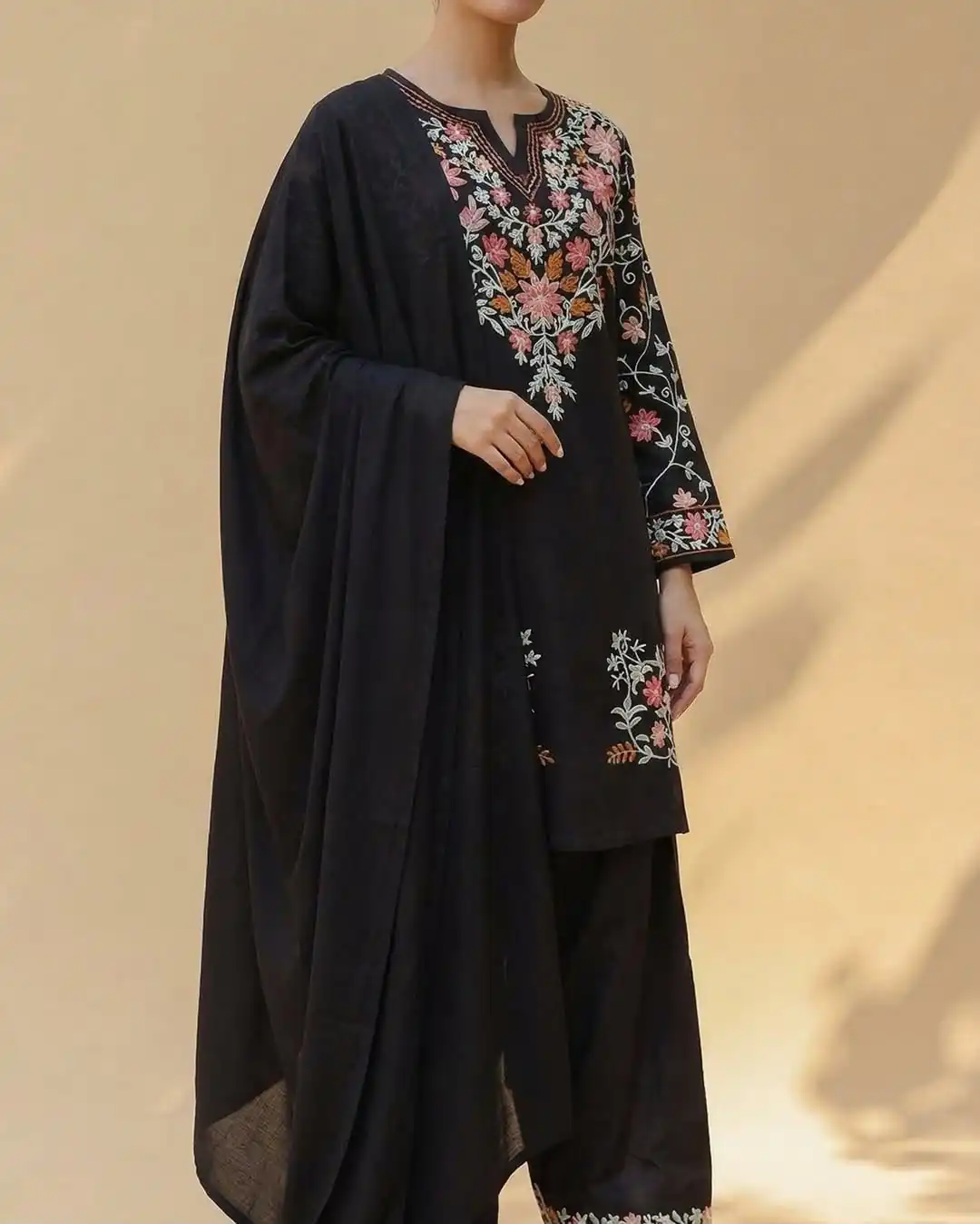ND 5058 Black | Black Roman Silk Salwar Suit with Embroidery Work. Grab it for ₹2099. Delivery 4-6 Working Days. Shop now. | Casual Suits, Jump Suits, Creative suits, Designer Suits, Palazzo Suits, Party Wear Suits, Patiala Suits, Salwar suit, Straight Suits
