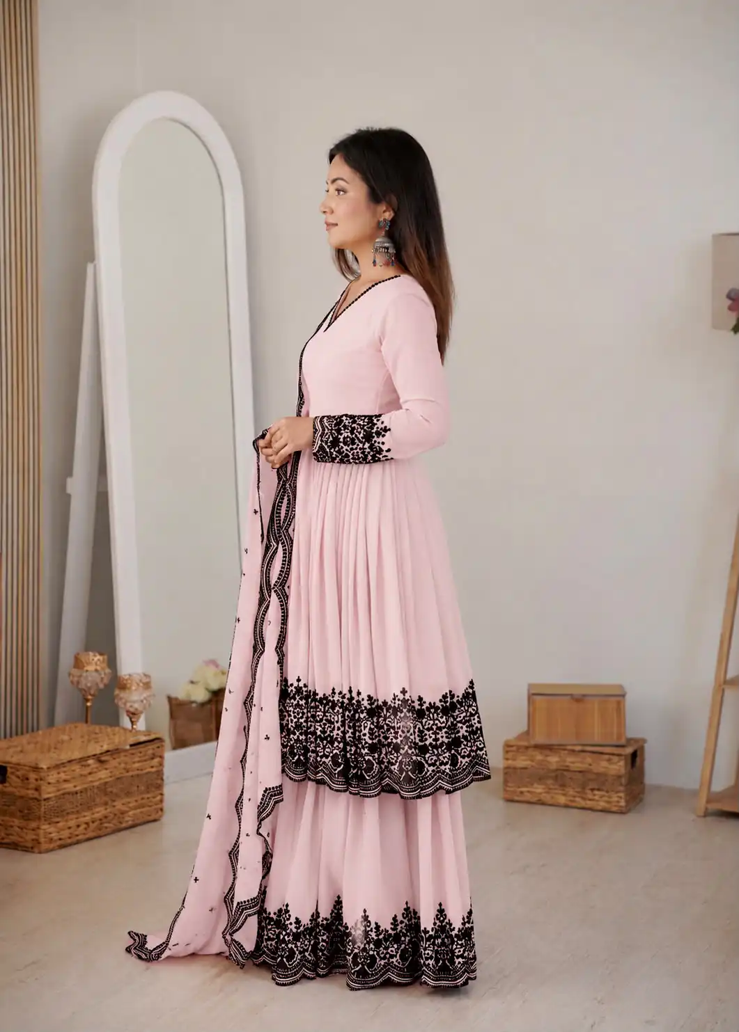 SP 71 Pink Faux Georgette Salwar Suit with Embroidery Work. Available at ₹2499 only. Delivery 4-6 Working Days. Shop now. | Casual Suits, Jump Suits, Creative suits, Designer Suits, Palazzo Suits, Party Wear Suits, Patiala Suits, Salwar suit, Straight Suits