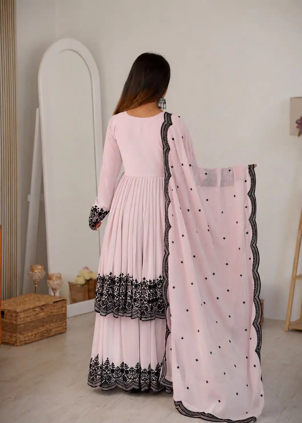 SP 71 Pink Faux Georgette Salwar Suit with Embroidery Work. Available at ₹2499 only. Delivery 4-6 Working Days. Shop now. | Casual Suits, Jump Suits, Creative suits, Designer Suits, Palazzo Suits, Party Wear Suits, Patiala Suits, Salwar suit, Straight Suits