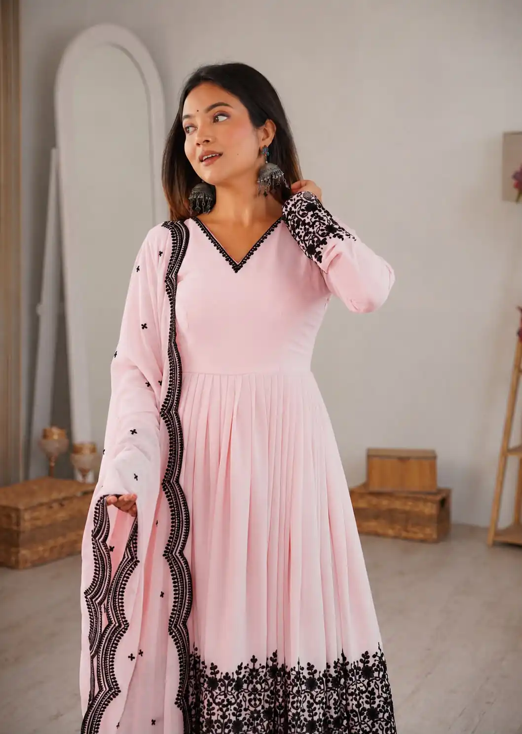 SP 71 Pink Faux Georgette Salwar Suit with Embroidery Work. Available at ₹2499 only. Delivery 4-6 Working Days. Shop now. | Casual Suits, Jump Suits, Creative suits, Designer Suits, Palazzo Suits, Party Wear Suits, Patiala Suits, Salwar suit, Straight Suits