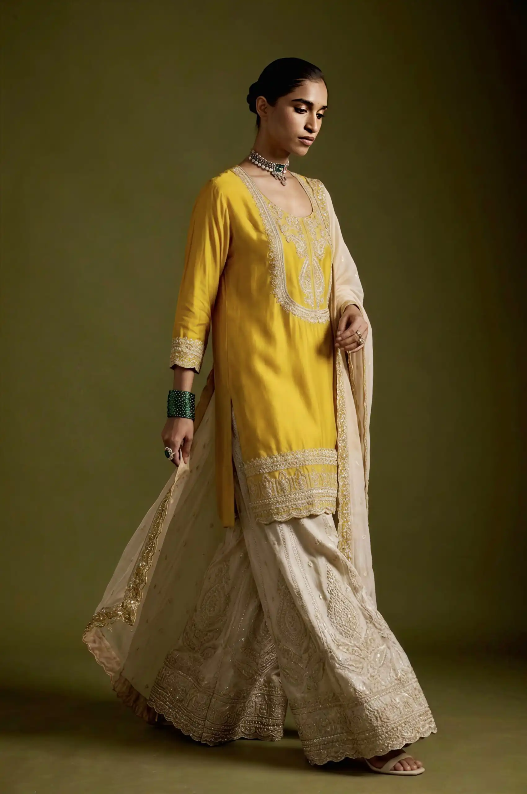 Angelic Yellow Chinon Silk Embroider Work Salwar Suit - Image 8
