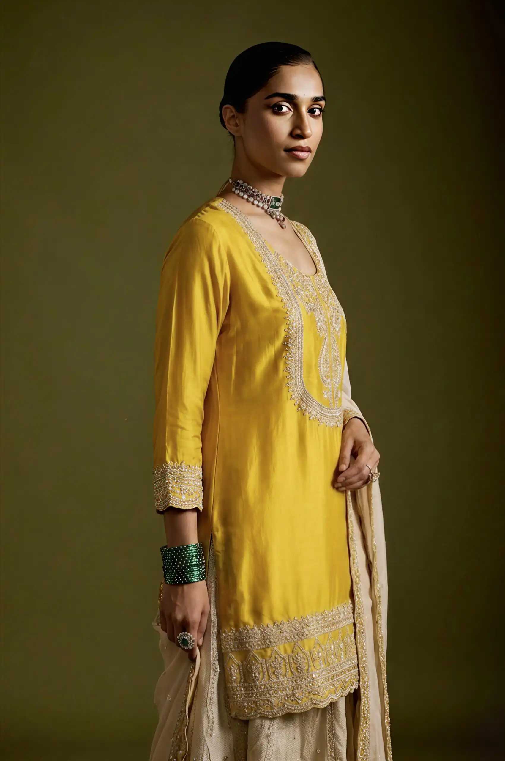 Angelic Yellow Chinon Silk Embroider Work Salwar Suit - Image 7