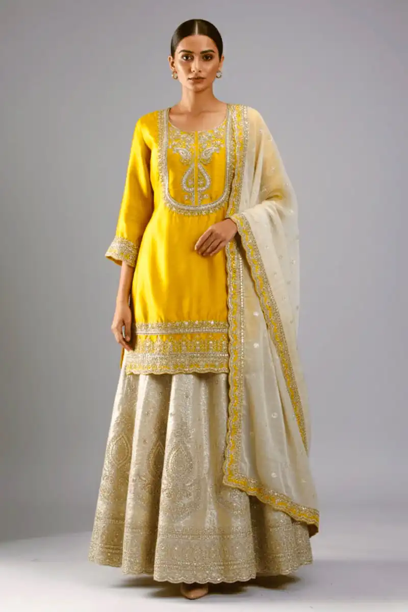 Angelic Yellow Chinon Silk Embroider Work Salwar Suit