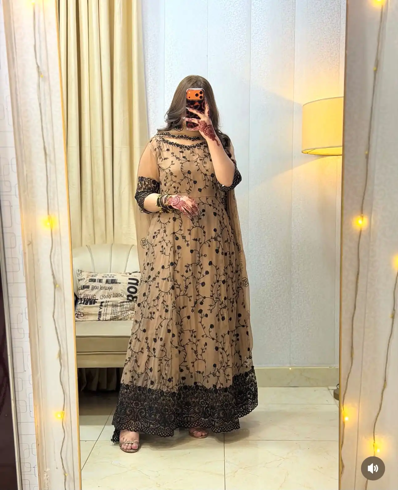 Beautiful Cream Fox Georgette Embroider Work Gown - Image 4