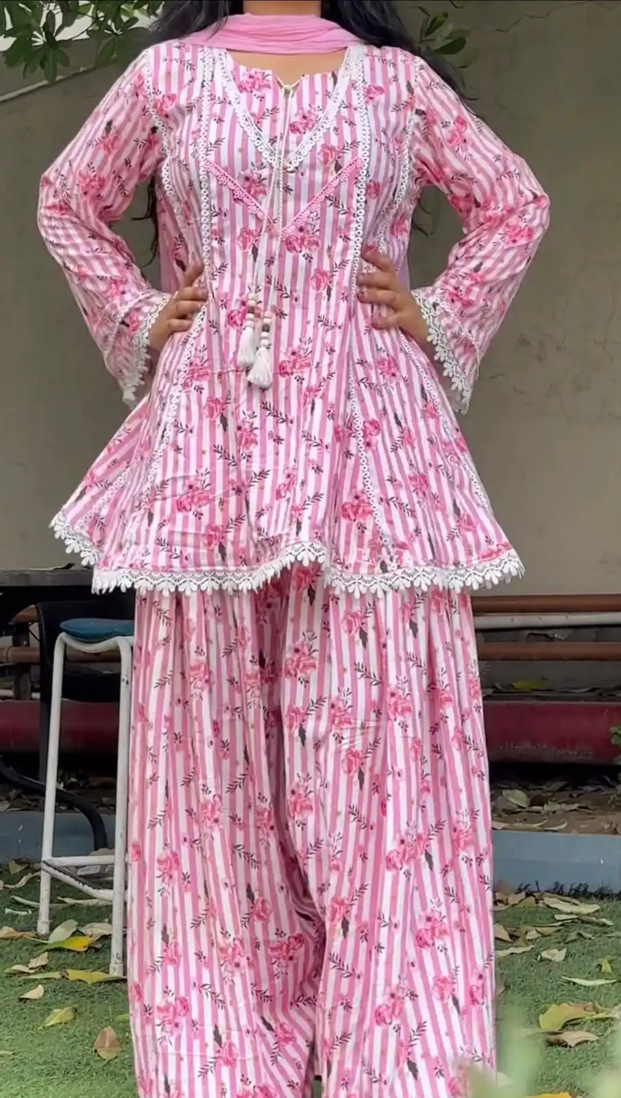 Classic Pink Natural Crap Printed Work Salwar Suit - Image 9