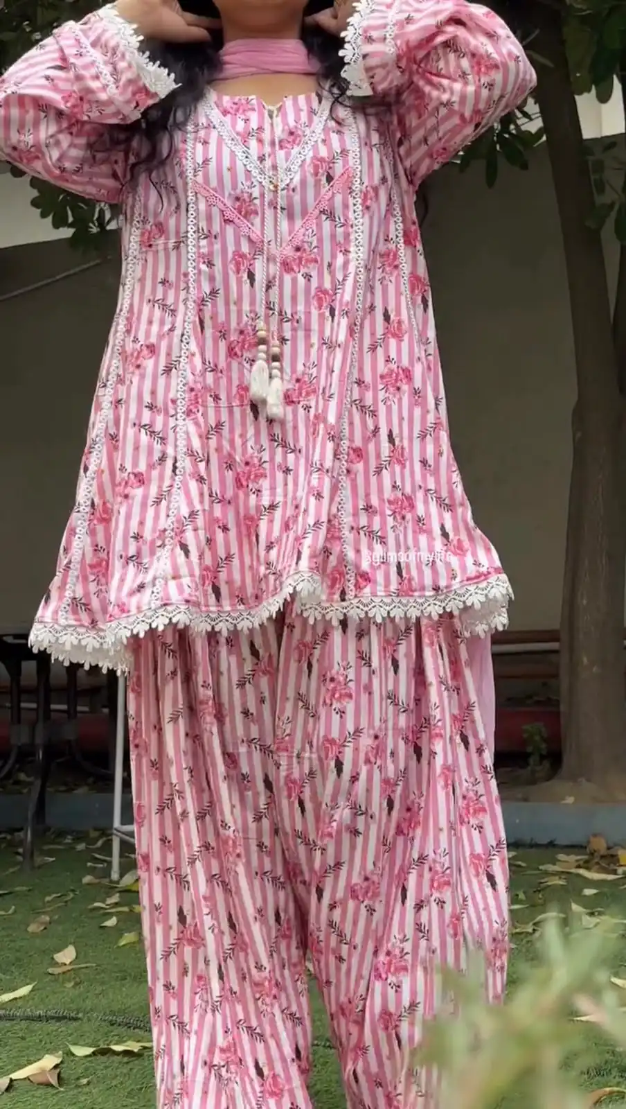 Classic Pink Natural Crap Printed Work Salwar Suit - Image 7