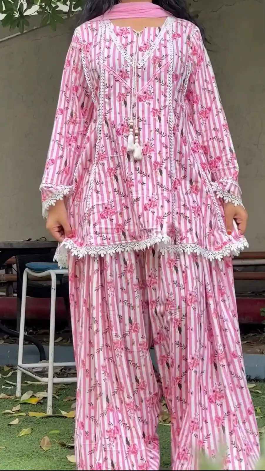 Classic Pink Natural Crap Printed Work Salwar Suit - Image 4
