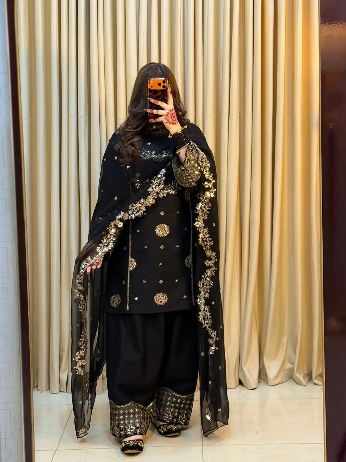 Fancy Black Faux Georgette Sequences Work Salwar Suit