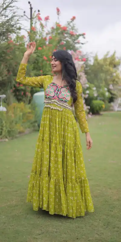 Alternative view of Fancy Mehendi Faux Georgette Bandhani Print Work Gown
