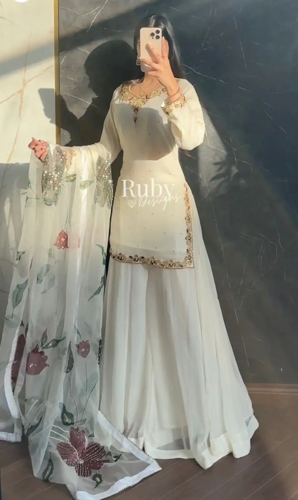 Fancy Off White Faux Georgette Sequence Work Salwar Suit - Image 4