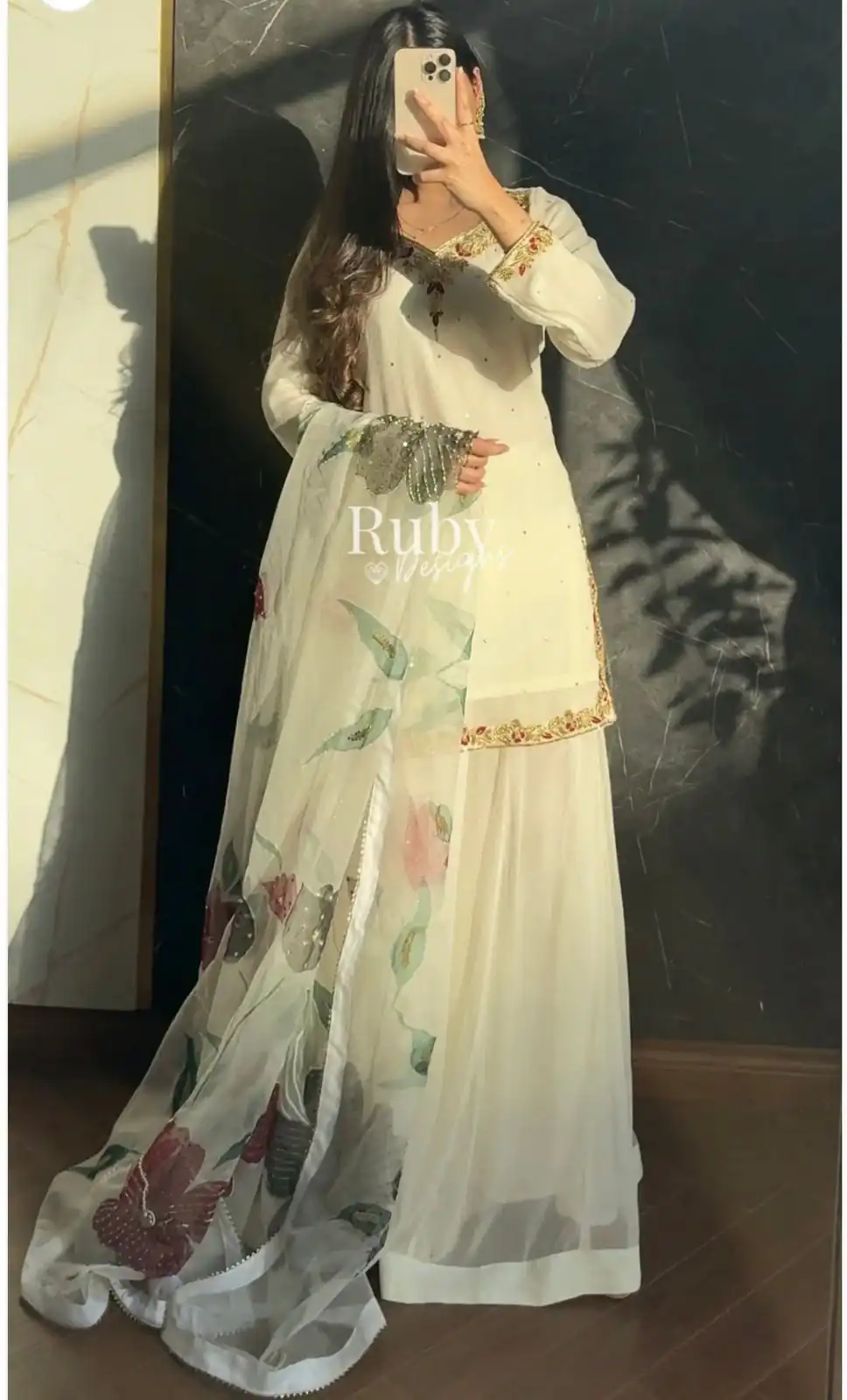 Fancy Off White Faux Georgette Sequence Work Salwar Suit - Image 3