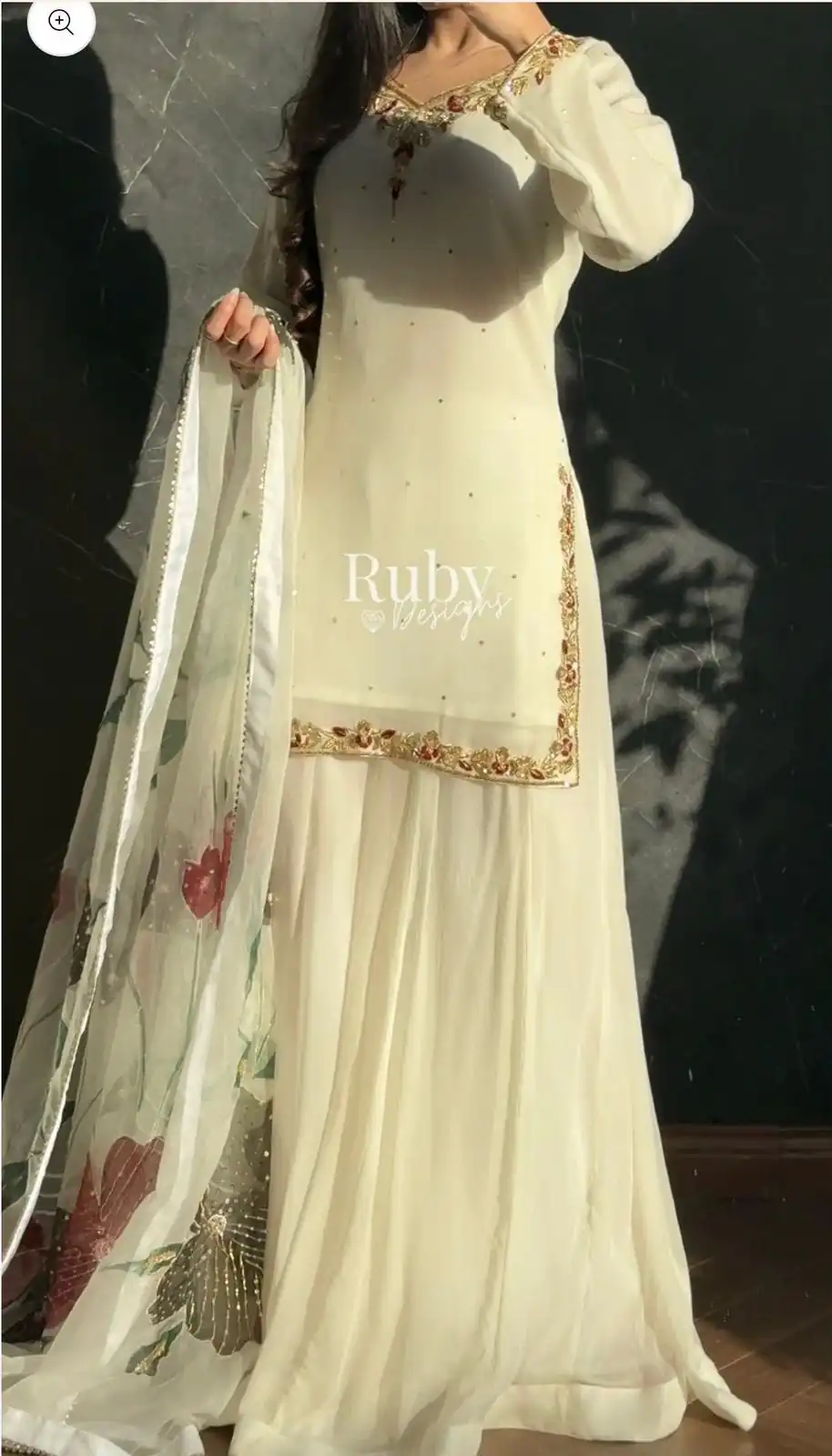 Fancy Off White Faux Georgette Sequence Work Salwar Suit - Image 2