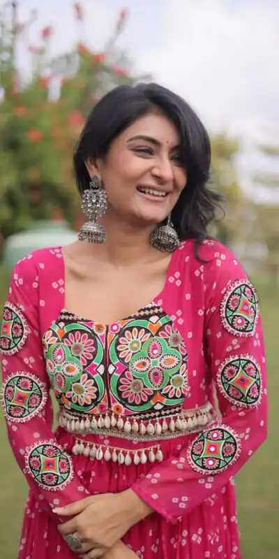 Alternative view of Fancy Pink Faux Georgette Bandhani Print Work Gown