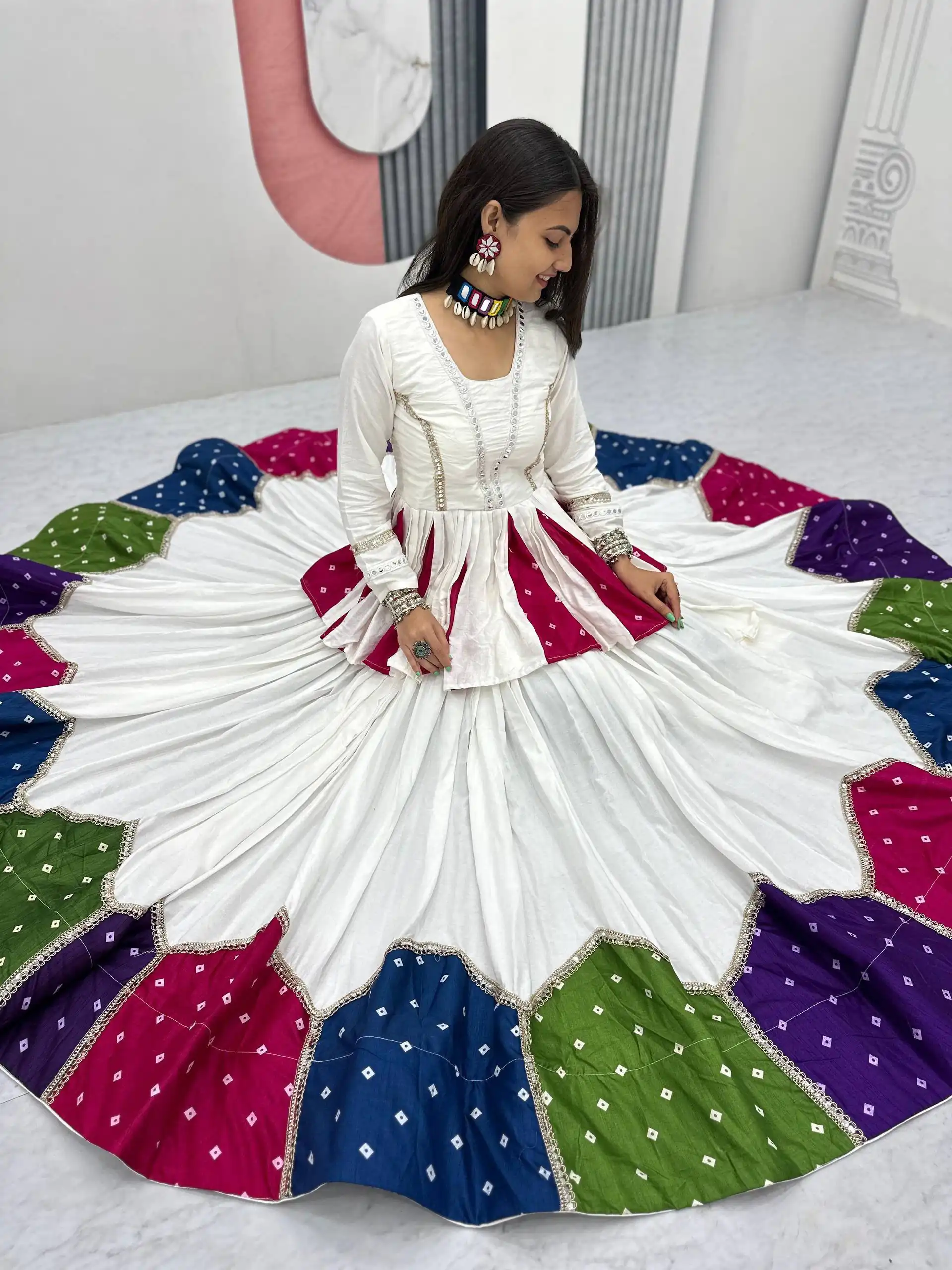 Fancy White Pure Cotton Lace Work Lehenga Choli - Image 10