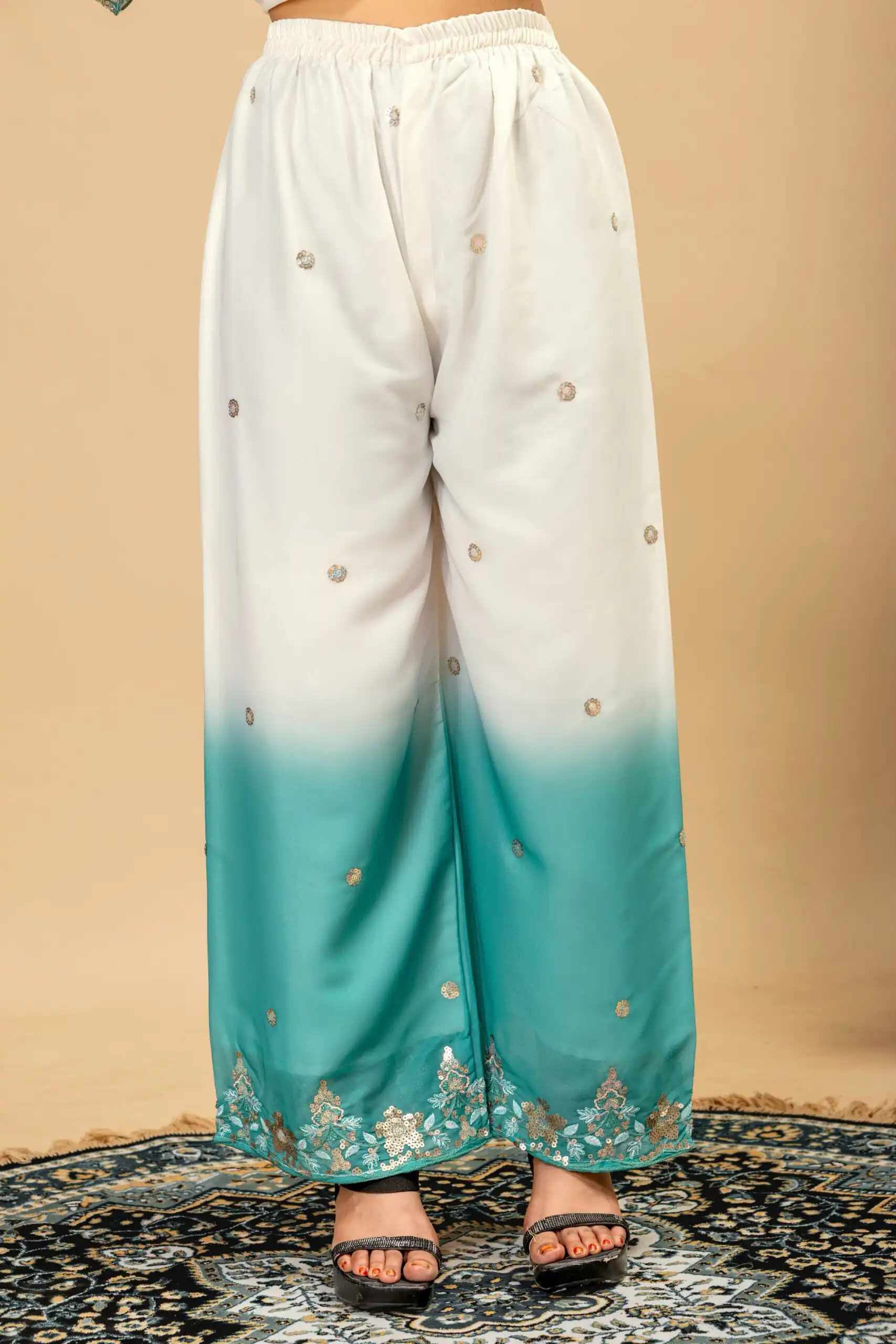 Grand Firozi Star Georgette Beads Work Salwar Suit - Image 5