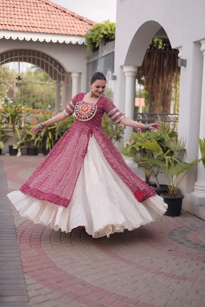 Grand Maroon Kora Cotton Bandhani Print Work Lehenga Choli