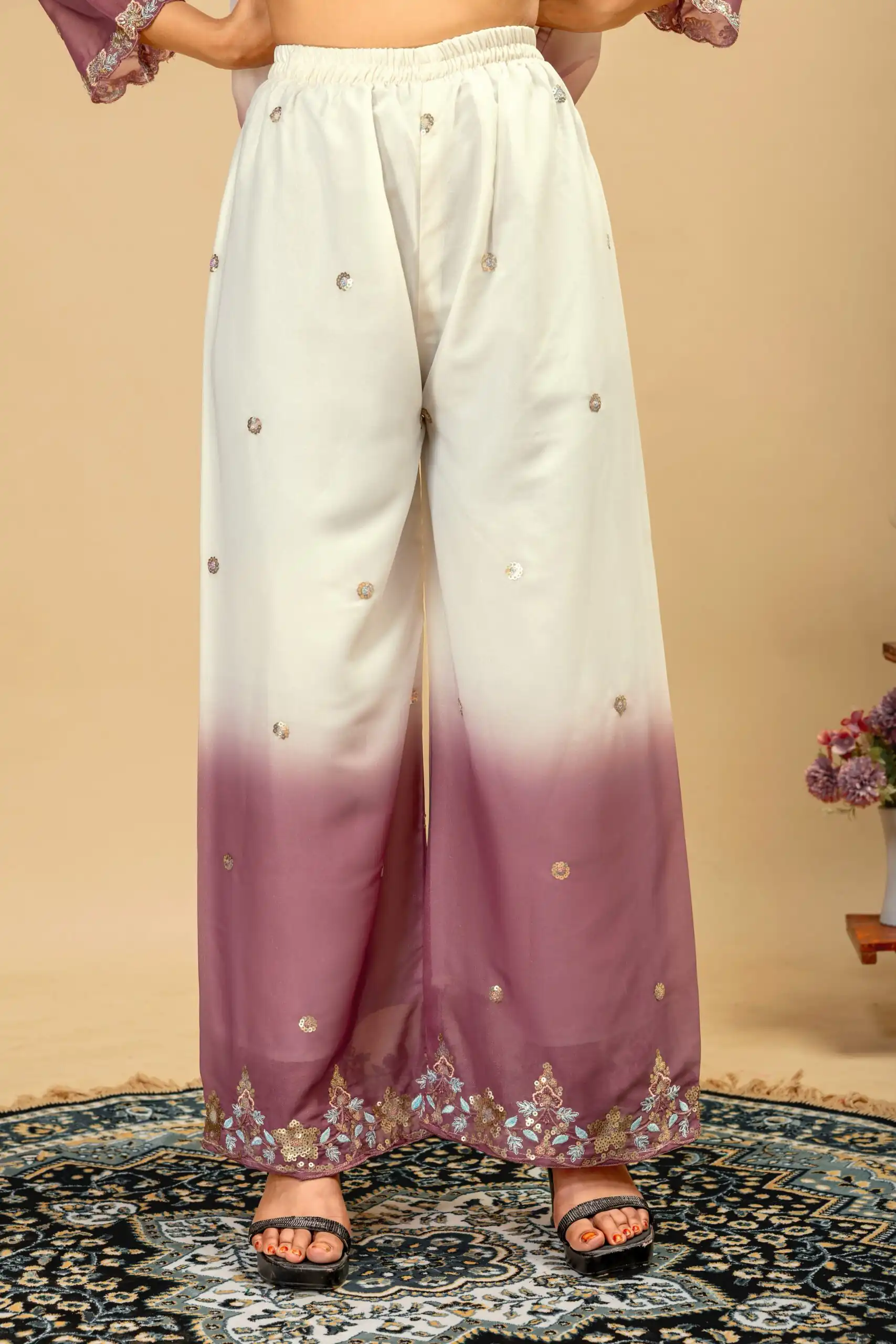 Grand Onion Star Georgette Beads Work Salwar Suit - Image 5