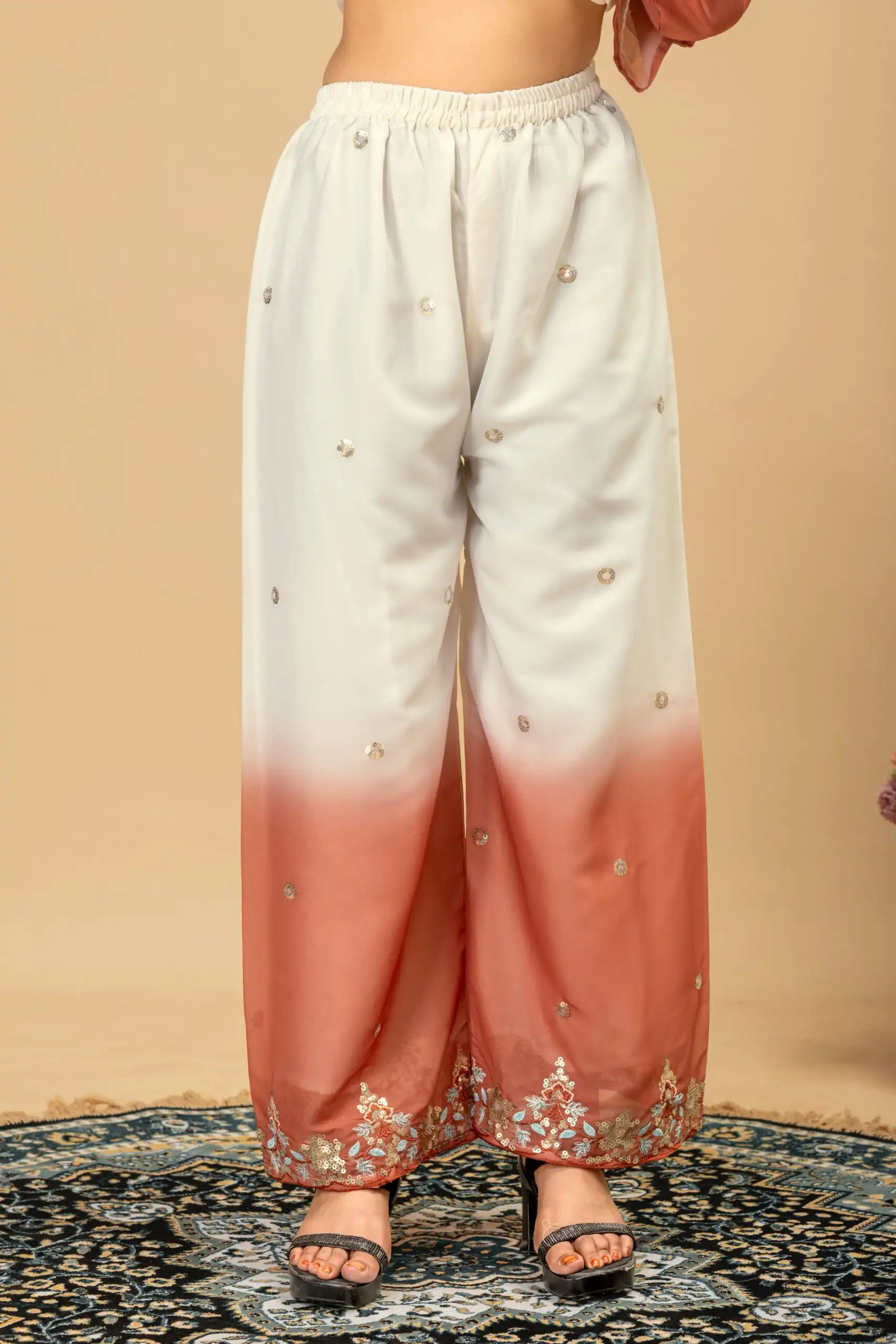 Grand Rust Star Georgette Beads Work Salwar Suit - Image 5