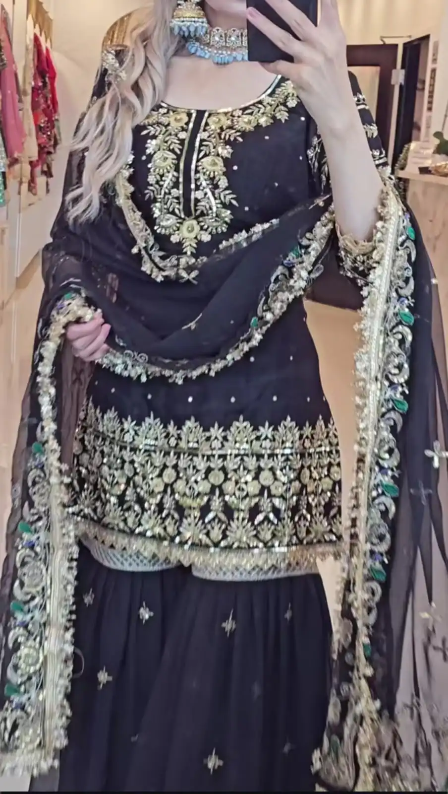 Magical Black Faux Georgette Embroidery Work Salwar Suit - Image 5