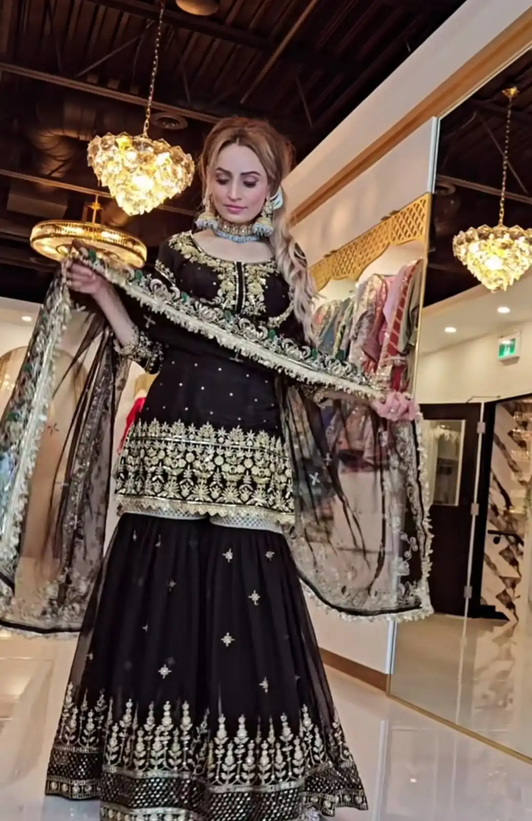 Magical Black Faux Georgette Embroidery Work Salwar Suit - Image 4