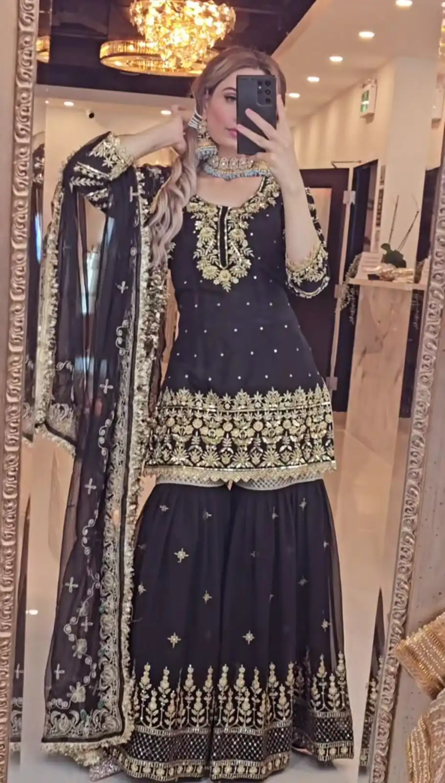 Magical Black Faux Georgette Embroidery Work Salwar Suit - Image 2