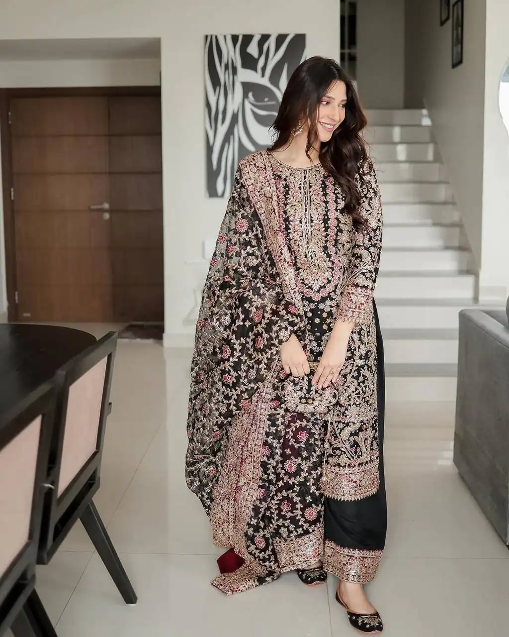 Magical Black Faux Georgette Sequences Work Salwar Suit - Image 5