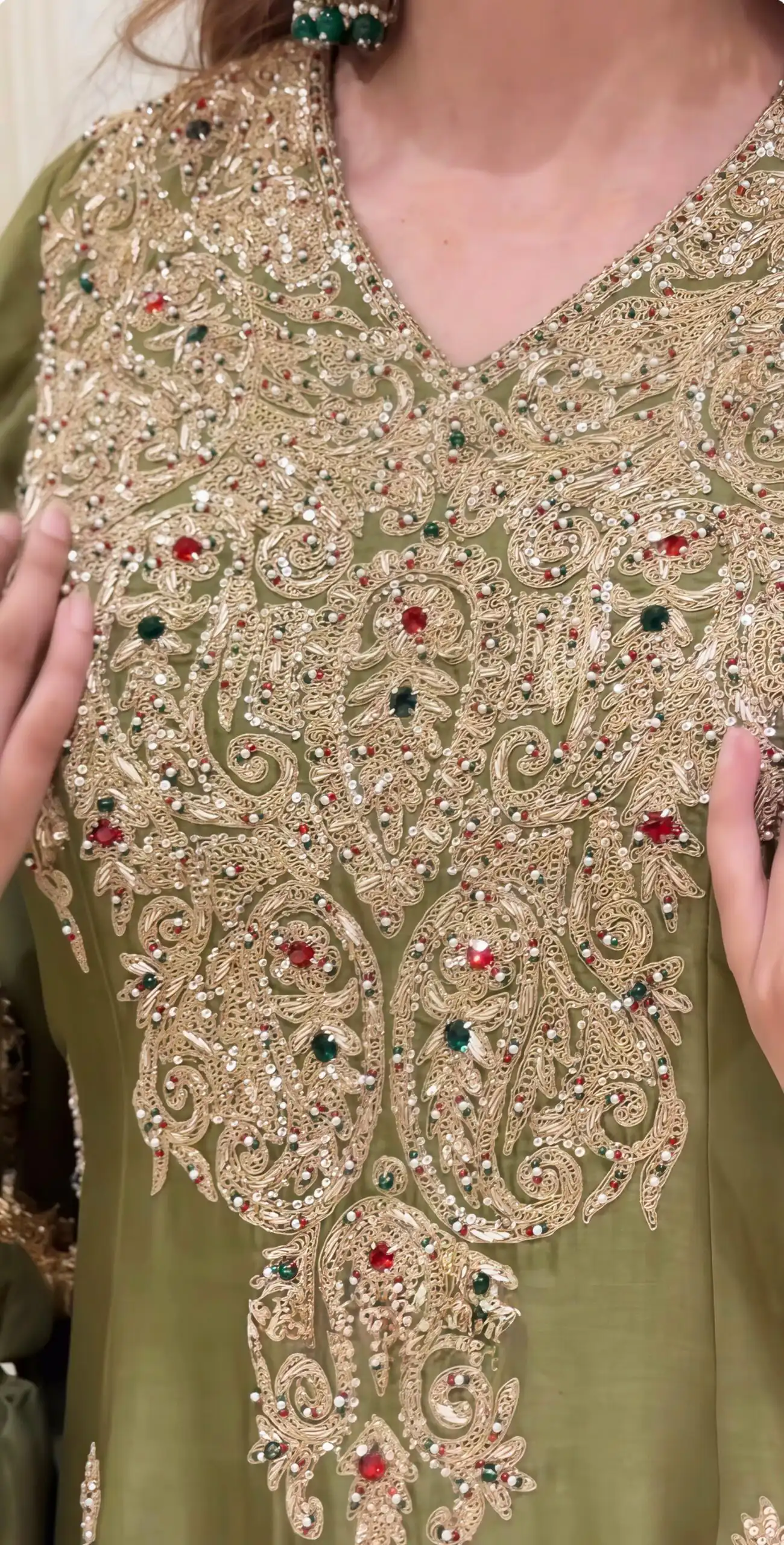Nice Mehandi Roman Silk Sequences Work Salwar Suit - Image 9