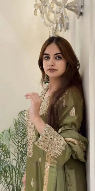 Alternative view of Nice Mehandi Roman Silk Sequences Work Salwar Suit