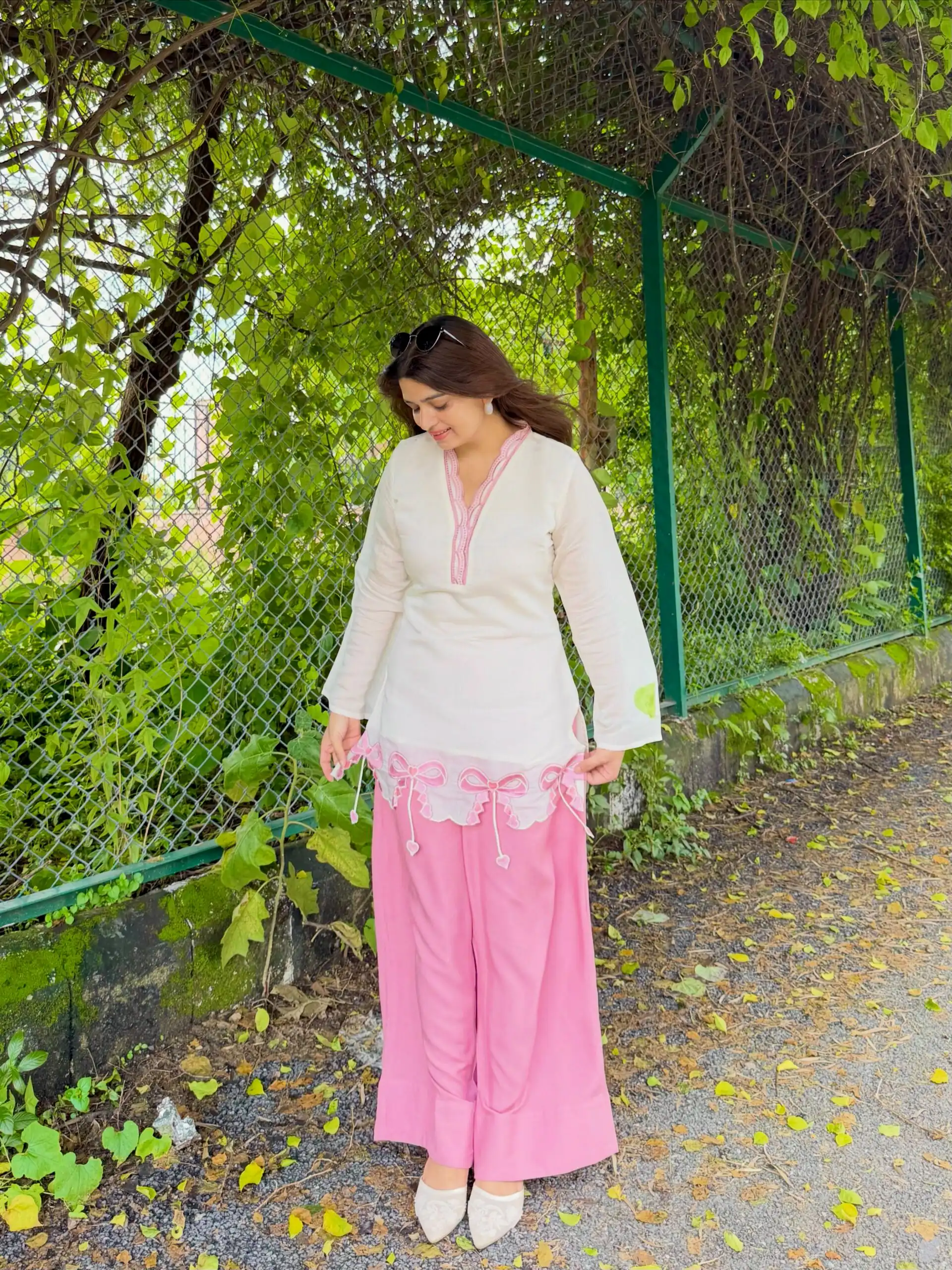 Nice Pink Roman Embroidery Work Salwar Suit - Image 5
