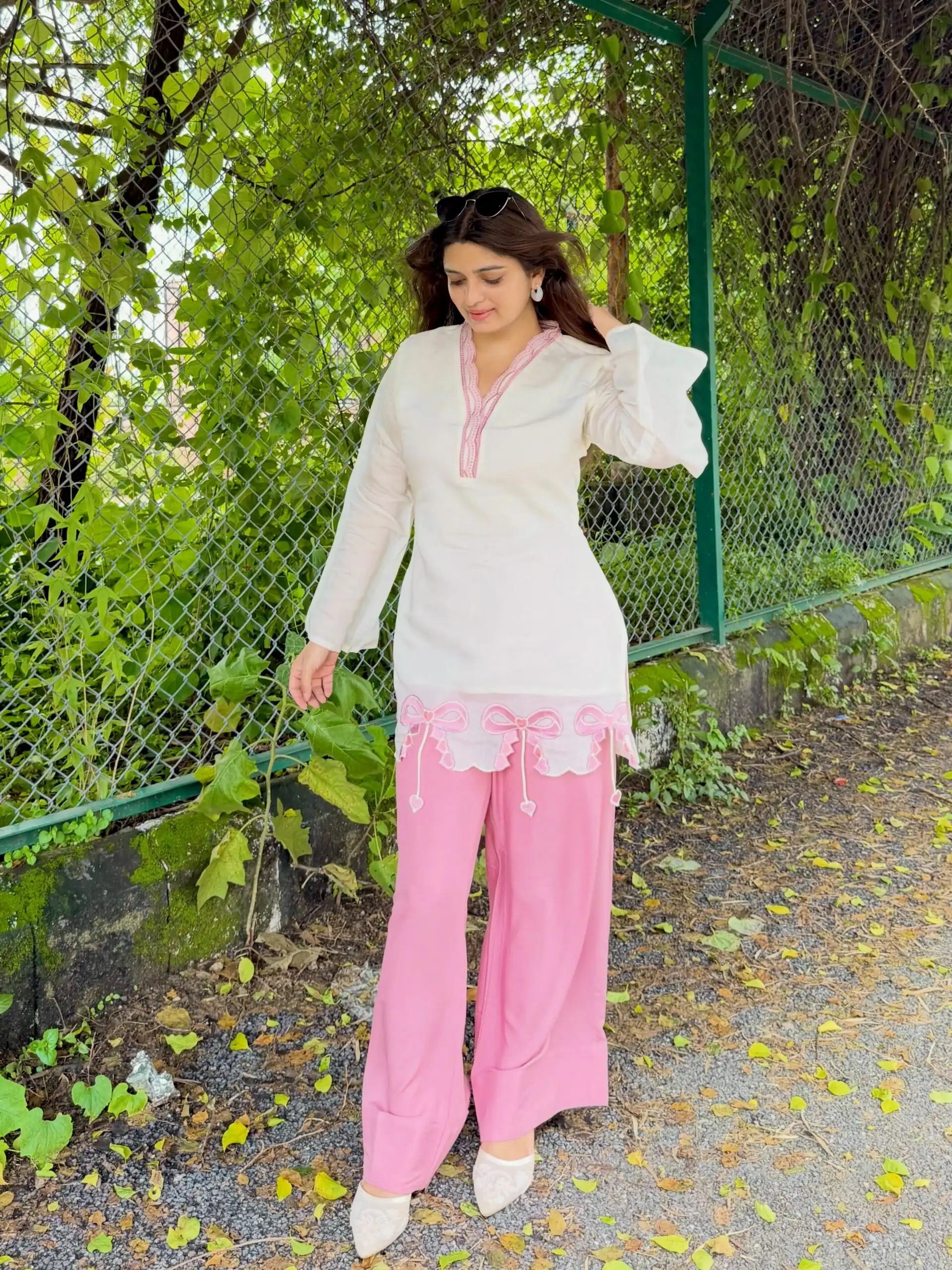 Nice Pink Roman Embroidery Work Salwar Suit - Image 2