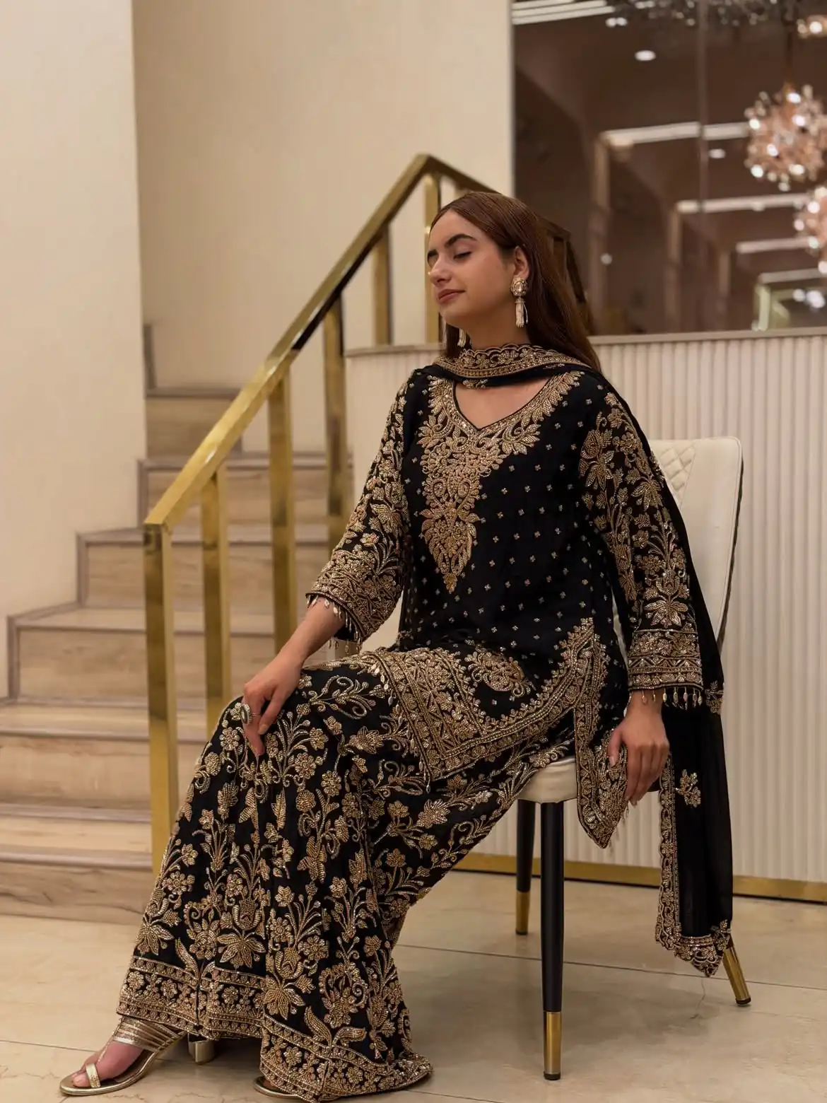Perfact Black Faux Georgette Sequences Work Salwar Suit - Image 4