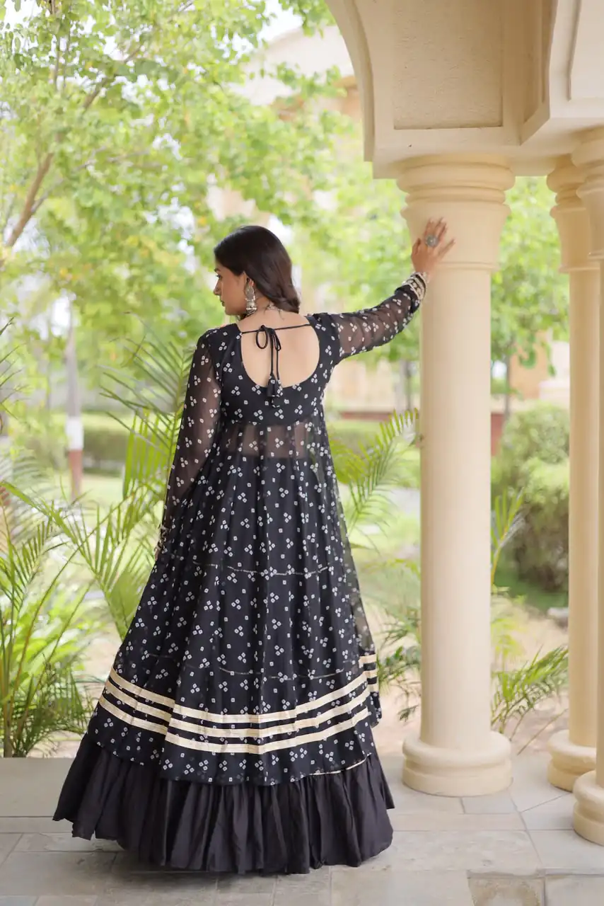 Perfect Black Faux Georgette Patchwork Work Lehenga Choli - Image 5
