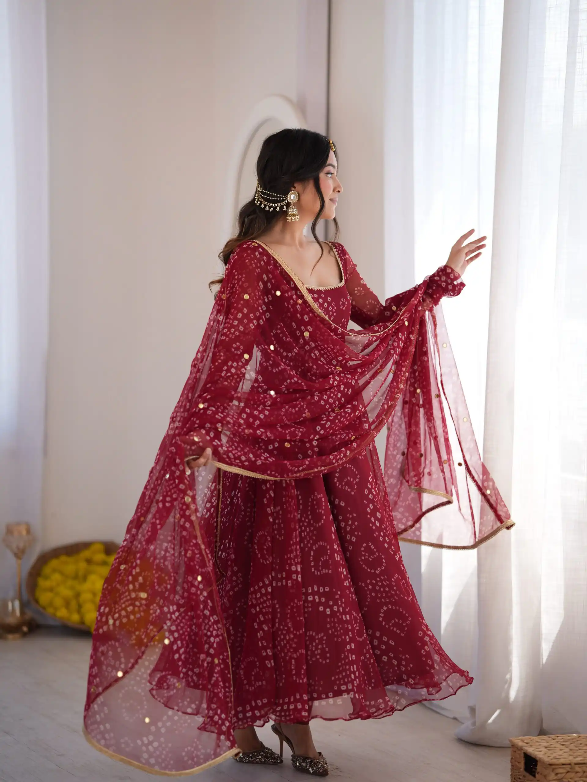 Perfect Maroon Faux Georgette Digital Print Work Salwar Suit - Image 4